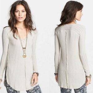 Free People Cream V-Neck Sweater